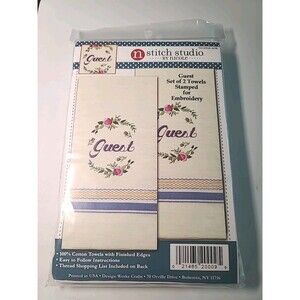 NEW Stitch Studio Pair Guest Towels Stamped Embroidery Kit